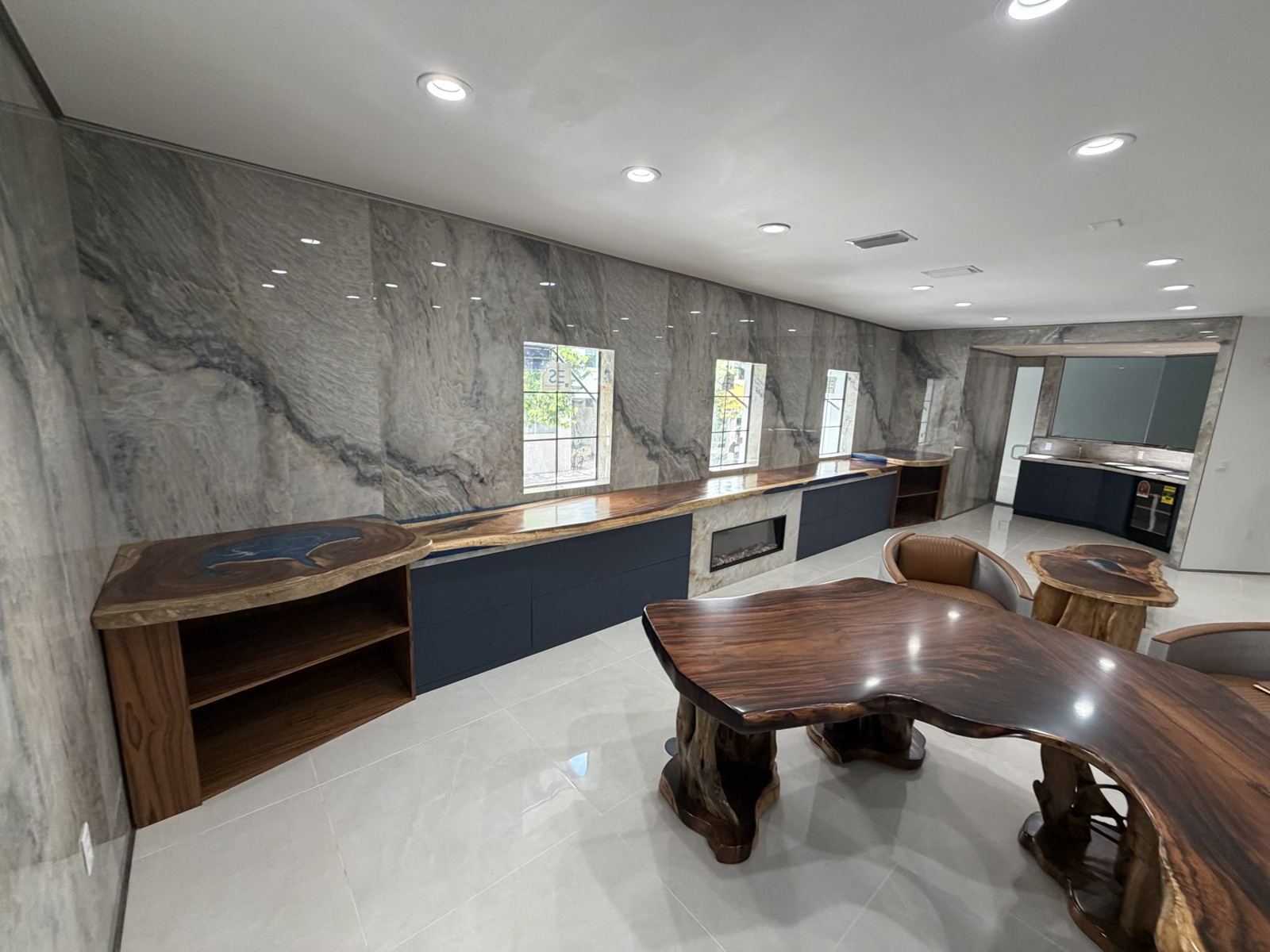 Law office with custom live edge desks and millwork